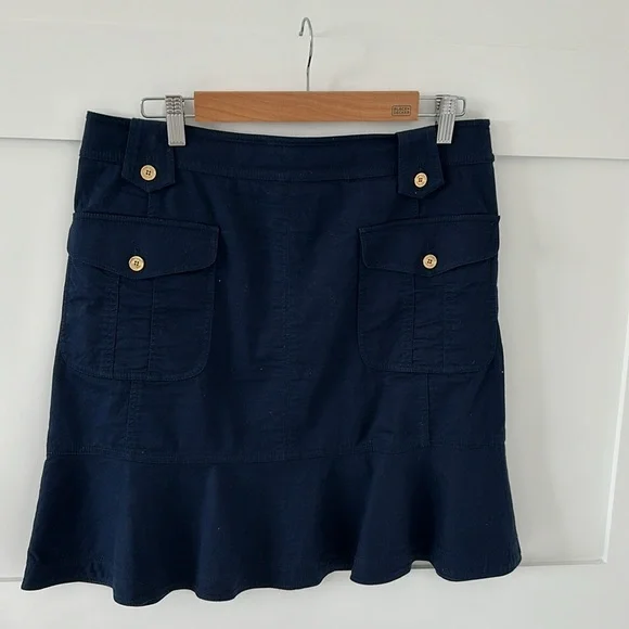 TORY BURCH Navy Gold Buttons Peplum Casual Skirt - Picture 6 of 6